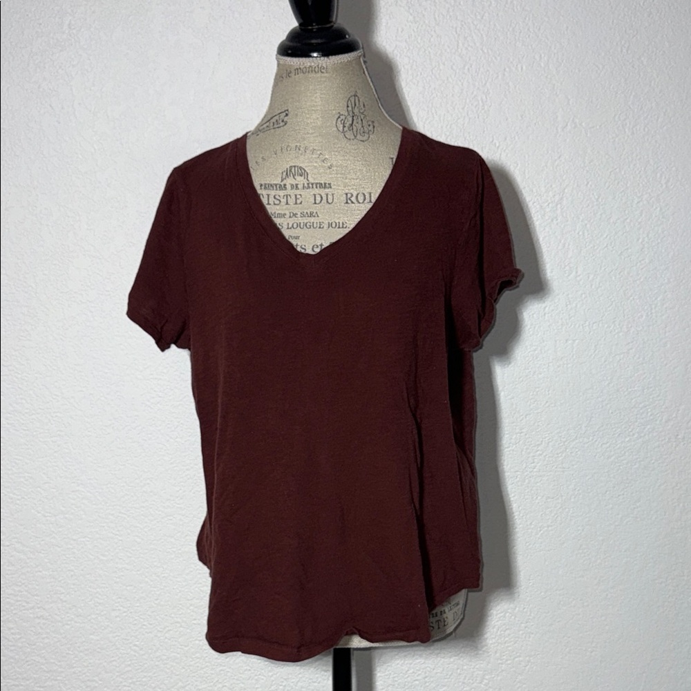 Old Navy Women's Short Sleeve V-Neck Top - Dark Brown